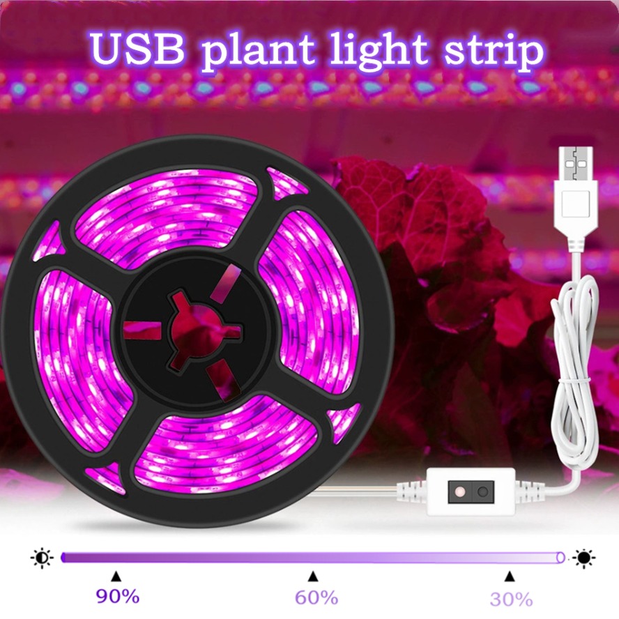 Led Plant Light Strip - Dengan Sakelar Dapat Diredupkan 5V USB
